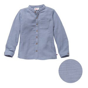Musselin-Hemd, Langarmhemd, taubenblau, aus Bio-Baumwolle - People Wear Organic