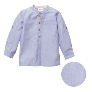 Langarm-Hemd, blau mélange, aus Bio-Baumwolle - People Wear Organic