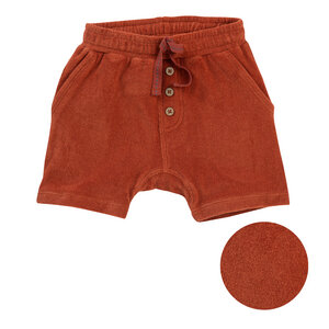 Frottee-Shorts mit Kokosknöpfen, terracotta-farben, aus Bio-Baumwolle - People Wear Organic