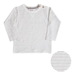 maritimes Langarm-Shirt, weiß-dunkelgrau geringelt, aus Bio-Baumwolle - People Wear Organic