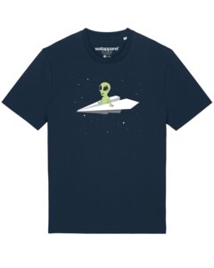 T-Shirt Unisex Alien on a paper plane - watapparel
