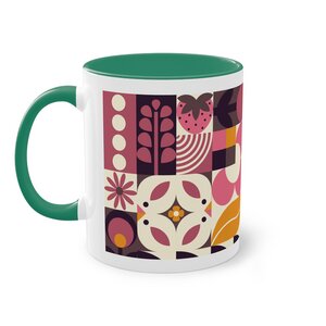 Frühlings Liebe Bauhaus-Stil Zweifarbiger Kaffee- Teebecher, 330 ml - PepMelon