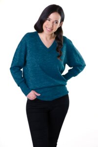 Pullover mit V-Ausschnitt aus 100% Alpakawolle - De Colores