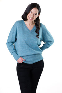 Pullover mit V-Ausschnitt aus 100% Alpakawolle - De Colores
