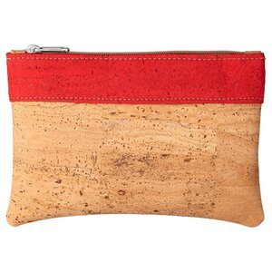 Kleine Kork-Tasche / kleine Clutch / Etui / großes Portemonnaie, beige rot - Kork-Deko