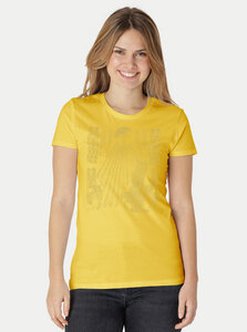 Damen Fit T-Shirt Sonnenscheibe Aton - Peaces.bio - handbedruckte Biomode