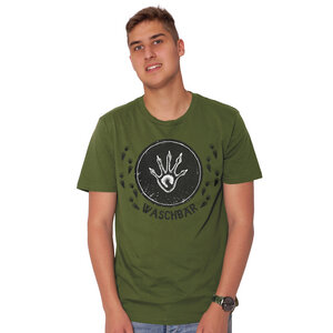 "Trittsiegel Waschbär" Männer T-Shirt reine Biobaumwolle (kbA) - HANDGEDRUCKT