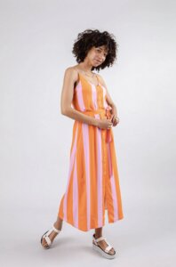 Color Block Long Dress Orange - Brava Fabrics