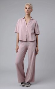 Bubble Cropped Bluse Pink - Brava Fabrics