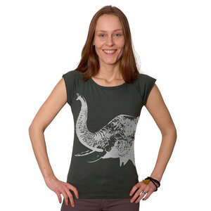 "Elefant" Bamboo Frauen T-Shirt - HANDGEDRUCKT