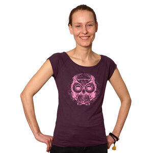 "Eule" Bamboo Frauen T-Shirt - HANDGEDRUCKT