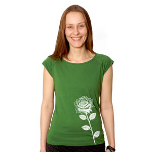 "Rose" Bamboo Frauen T-Shirt - HANDGEDRUCKT