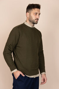 Wollpullover für Herren mit Zopfmuster – Pullover mit rundem Kragen - De IONESCU