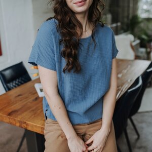 Damen Musselin T-Shirt Bluse aus 100% Bio-Baumwolle IDA - NORDLICHT