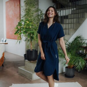 Damen Musselin Blusen Kleid aus 100% Bio-Baumwolle ELLA - NORDLICHT