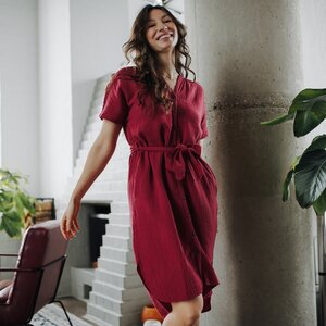 Damen Musselin Blusen Kleid aus 100% Bio-Baumwolle ELLA - NORDLICHT