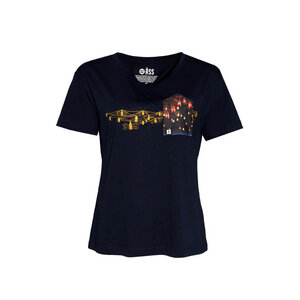 Damen T-Shirt Rundhals aus Bio-Baumwolle "Alle Lampen an BT" Navy Blau - FÄDD