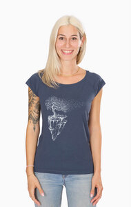 Bambus Shirt Fairwear für Damen "Maple Island" in Charcoal Grau/Denim Blue - Life-Tree