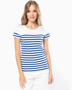 Nachhaltiges Damen-T-Shirt mit Rundhalsausschnitt im Marine-Stil - YTWOO