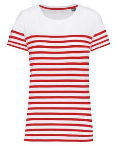 Nachhaltiges Damen-T-Shirt mit Rundhalsausschnitt im Marine-Stil - YTWOO