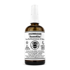 Deo Wasser „RosenKlar“ - Pures Bio-Rosenwasser & Natron - Alkoholfrei - Bio Vegan - Two Hands BIO