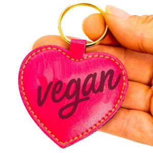 Vegan - Herz Schlüsselanhänger - Veganes Leder - Team Vegan