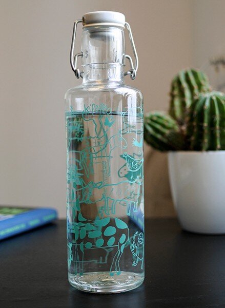 Soulbottles Glasflasche 1L Mit Wal-Motiv – Plastikfrei, Auslaufsicher, Für Unterwegs