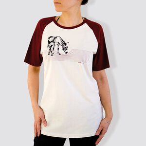 Damen T-Shirt, "Eselchen", Burgundy/Vintage White - little kiwi