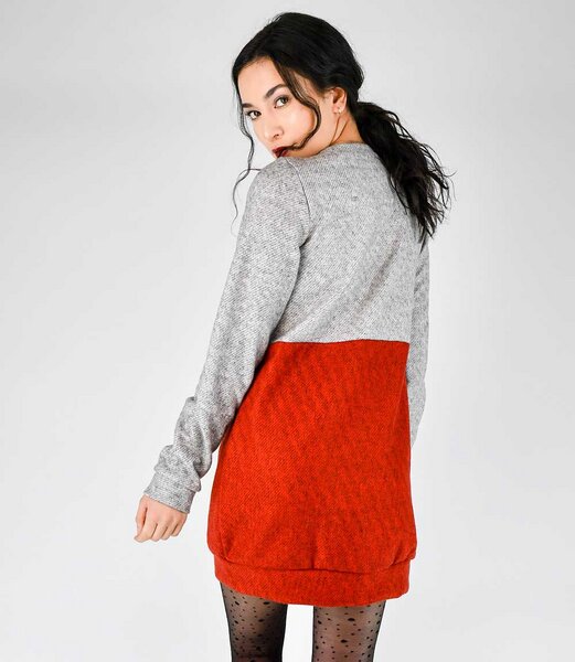 Fräulein Stachelbeere Langes Sweatshirt Kleid in grau Fräulein Stachelbeere Langes Sweatshirt Kleid mit Kapuze