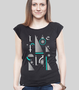 Bamboo Raglan Shirt Women Black "Geometric" - SILBERFISCHER