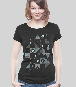 Lowcut Shirt Women Dark Heather Black "Blocks" - SILBERFISCHER