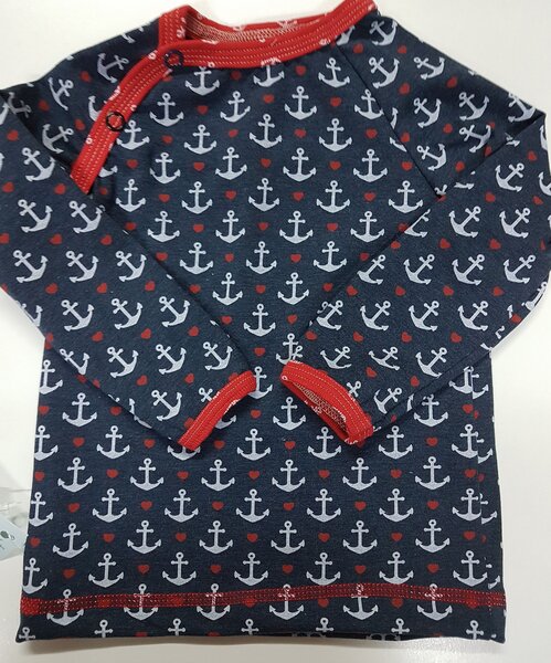 Babyraglanshirt Anker-herzen Blau