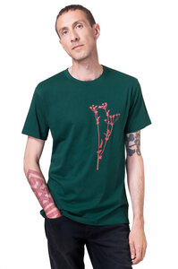 Bio- & Fair-Trade-Männershirt "Wiesenkerbel" dunkelgrün - Hirschkind
