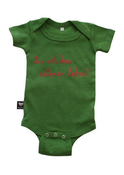 Bio-babybody Kurzarm "Her Mit Dem Schönen Leben" Grün