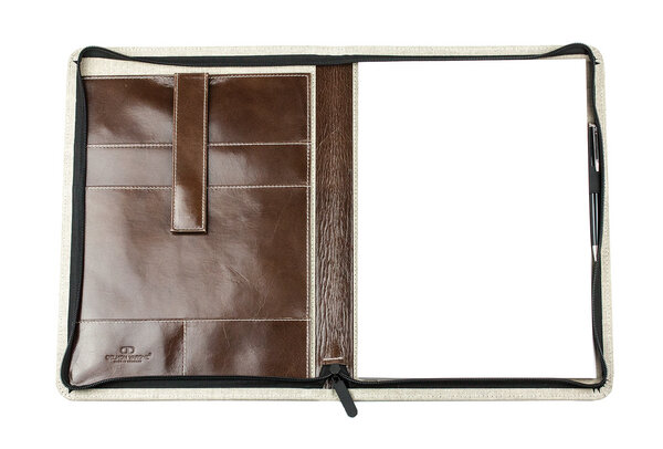 Cartella Appunti In Pelle A4 Personalizzata DELMON VARONE: Organizzatore Con Fermacarte, Portapenne E Tasche - Made In Germany - Foto 4