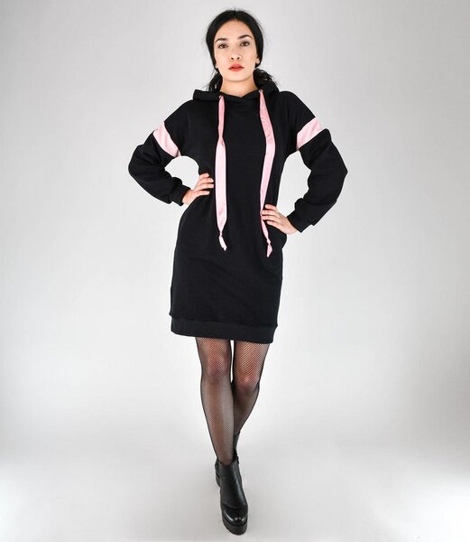 Fräulein Stachelbeere Langes Sweatshirt Kleid mit Kapuze Fräulein Stachelbeere Langes Sweatshirt Kleid mit Kapuze