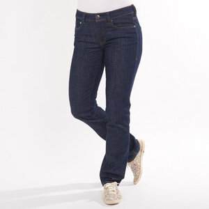 tiefblaue Jeans STRAIGHT NAVY, gerades Bein, mittelhoher Bund, Biobaumwolle - fairjeans