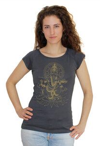Bio-Bambus-Viskose Shirt "Ganesha" - Peaces.bio - handbedruckte Biomode
