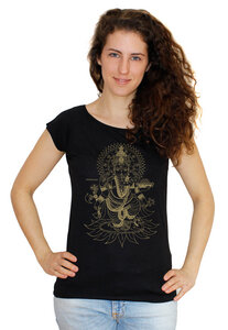 Bio-Bambus-Viskose Shirt "Ganesha" - Peaces.bio - handbedruckte Biomode