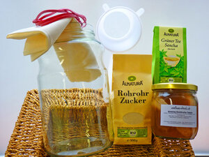 Kombucha - Komplettpaket für 2,5 Liter: Bio Kombucha mit Zubehör - Wellness-Drinks