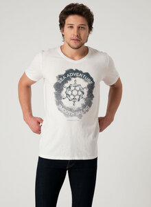 T-Shirt aus Bio Baumwolle mit V-Ausschnitt und Print - ORGANICATION