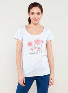 Bedrucktes T-Shirt aus Bio-Baumwolle mit Blumen Motive - ORGANICATION