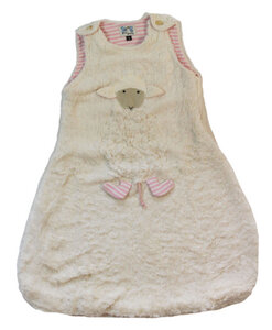 Babyschlafsack "Schaf" rosa/natur-gestreift , 100 % Baumwolle (kbA) - Pat und Patty