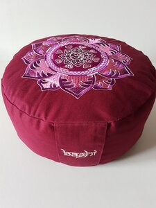 Meditationskissen rund mit OM Mandala Bestickung - BAGHI